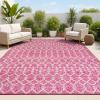 JONATHAN Y Moroccan Geometric Indoor Outdoor Area Rug 8X10 Light Gray/Navy, Ourika Textured Weave for Backyard, Patio, Porch, Easy-Cleaning, High Traffic, Pet-Friendly, Non-Shedding (SMB108A-8)(Fuchsia/Light Gray)