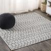 JONATHAN Y Moroccan Geometric Indoor Outdoor Area Rug 8X10 Light Gray/Navy, Ourika Textured Weave for Backyard, Patio, Porch, Easy-Cleaning, High Traffic, Pet-Friendly, Non-Shedding (SMB108A-8)(Light Gray/Black)