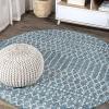 JONATHAN Y Moroccan Geometric Indoor Outdoor Area Rug 8X10 Light Gray/Navy, Ourika Textured Weave for Backyard, Patio, Porch, Easy-Cleaning, High Traffic, Pet-Friendly, Non-Shedding (SMB108A-8)(Teal/Gray)
