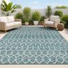 JONATHAN Y Moroccan Geometric Indoor Outdoor Area Rug 8X10 Light Gray/Navy, Ourika Textured Weave for Backyard, Patio, Porch, Easy-Cleaning, High Traffic, Pet-Friendly, Non-Shedding (SMB108A-8)(Teal/Gray)