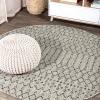 JONATHAN Y Moroccan Geometric Indoor Outdoor Area Rug 8X10 Light Gray/Navy, Ourika Textured Weave for Backyard, Patio, Porch, Easy-Cleaning, High Traffic, Pet-Friendly, Non-Shedding (SMB108A-8)(Light Gray/Black)