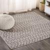 JONATHAN Y Moroccan Geometric Indoor Outdoor Area Rug 8X10 Light Gray/Navy, Ourika Textured Weave for Backyard, Patio, Porch, Easy-Cleaning, High Traffic, Pet-Friendly, Non-Shedding (SMB108A-8)(Natural/Black)