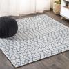 JONATHAN Y Moroccan Geometric Indoor Outdoor Area Rug 8X10 Light Gray/Navy, Ourika Textured Weave for Backyard, Patio, Porch, Easy-Cleaning, High Traffic, Pet-Friendly, Non-Shedding (SMB108A-8)(Light Gray/Navy)