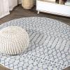 JONATHAN Y Moroccan Geometric Indoor Outdoor Area Rug 8X10 Light Gray/Navy, Ourika Textured Weave for Backyard, Patio, Porch, Easy-Cleaning, High Traffic, Pet-Friendly, Non-Shedding (SMB108A-8)(Light Gray/Navy)