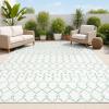 JONATHAN Y Moroccan Geometric Indoor Outdoor Area Rug 8X10 Light Gray/Navy, Ourika Textured Weave for Backyard, Patio, Porch, Easy-Cleaning, High Traffic, Pet-Friendly, Non-Shedding (SMB108A-8)(Green/Ivory)