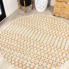JONATHAN Y Moroccan Geometric Indoor Outdoor Area Rug 8X10 Light Gray/Navy, Ourika Textured Weave for Backyard, Patio, Porch, Easy-Cleaning, High Traffic, Pet-Friendly, Non-Shedding (SMB108A-8)(Cream/Orange)