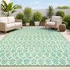 JONATHAN Y Moroccan Geometric Indoor Outdoor Area Rug 8X10 Light Gray/Navy, Ourika Textured Weave for Backyard, Patio, Porch, Easy-Cleaning, High Traffic, Pet-Friendly, Non-Shedding (SMB108A-8)(Green/Cream)