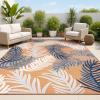 JONATHAN Y Tropical Palm Indoor Outdoor Area Rug 8X10 Orange/Navy/Ivory, Montego High-Low for Backyard, Patio, Porch, Easy-Cleaning, High Traffic, Pet-Friendly, Non-Shedding (HWC101A-8)(Orange/Navy/Ivory)