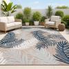 JONATHAN Y Tropical Palm Indoor Outdoor Area Rug 8X10 Orange/Navy/Ivory, Montego High-Low for Backyard, Patio, Porch, Easy-Cleaning, High Traffic, Pet-Friendly, Non-Shedding (HWC101A-8)(Brown/Navy/Ivory)