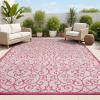 JONATHAN Y Vintage Filigree Indoor Outdoor Area Rug 5X8 Black/Khaki, Madrid Textured Weave for Backyard, Patio, Porch, Easy-Cleaning, High Traffic, Pet-Friendly, Non-Shedding (SMB107A-5)(Light Gray/Fuchsia)