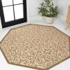JONATHAN Y Vintage Filigree Indoor Outdoor Area Rug 5X8 Black/Khaki, Madrid Textured Weave for Backyard, Patio, Porch, Easy-Cleaning, High Traffic, Pet-Friendly, Non-Shedding (SMB107A-5)(Beige/Brown)