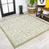 JONATHAN Y Vintage Filigree Indoor Outdoor Area Rug 5X8 Black/Khaki, Madrid Textured Weave for Backyard, Patio, Porch, Easy-Cleaning, High Traffic, Pet-Friendly, Non-Shedding (SMB107A-5)(Green/Cream)