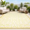 JONATHAN Y Vintage Filigree Indoor Outdoor Area Rug 5X8 Black/Khaki, Madrid Textured Weave for Backyard, Patio, Porch, Easy-Cleaning, High Traffic, Pet-Friendly, Non-Shedding (SMB107A-5)(Cream/Yellow)