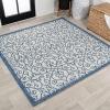 JONATHAN Y Vintage Filigree Indoor Outdoor Area Rug 5X8 Black/Khaki, Madrid Textured Weave for Backyard, Patio, Porch, Easy-Cleaning, High Traffic, Pet-Friendly, Non-Shedding (SMB107A-5)(Blue/Cream)