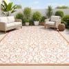 JONATHAN Y Vintage Filigree Indoor Outdoor Area Rug 5X8 Black/Khaki, Madrid Textured Weave for Backyard, Patio, Porch, Easy-Cleaning, High Traffic, Pet-Friendly, Non-Shedding (SMB107A-5)(Cream/Orange)