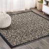 JONATHAN Y Vintage Filigree Indoor Outdoor Area Rug 5X8 Black/Khaki, Madrid Textured Weave for Backyard, Patio, Porch, Easy-Cleaning, High Traffic, Pet-Friendly, Non-Shedding (SMB107A-5)(Black/Khaki)