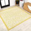 JONATHAN Y Vintage Filigree Indoor Outdoor Area Rug 5X8 Black/Khaki, Madrid Textured Weave for Backyard, Patio, Porch, Easy-Cleaning, High Traffic, Pet-Friendly, Non-Shedding (SMB107A-5)(Cream/Yellow)
