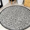 JONATHAN Y Vintage Filigree Indoor Outdoor Area Rug 5X8 Black/Khaki, Madrid Textured Weave for Backyard, Patio, Porch, Easy-Cleaning, High Traffic, Pet-Friendly, Non-Shedding (SMB107A-5)(Light Gray/Black)