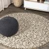 JONATHAN Y Vintage Filigree Indoor Outdoor Area Rug 5X8 Black/Khaki, Madrid Textured Weave for Backyard, Patio, Porch, Easy-Cleaning, High Traffic, Pet-Friendly, Non-Shedding (SMB107A-5)(Beige/Brown)
