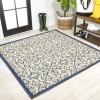 JONATHAN Y Vintage Filigree Indoor Outdoor Area Rug 5X8 Black/Khaki, Madrid Textured Weave for Backyard, Patio, Porch, Easy-Cleaning, High Traffic, Pet-Friendly, Non-Shedding (SMB107A-5)(Navy/Beige)