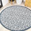 JONATHAN Y Vintage Filigree Indoor Outdoor Area Rug 5X8 Black/Khaki, Madrid Textured Weave for Backyard, Patio, Porch, Easy-Cleaning, High Traffic, Pet-Friendly, Non-Shedding (SMB107A-5)(Blue/Cream)