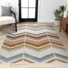JONATHAN Y Chevron High-Low Multi/Cream Indoor Area Rug 8X10 ft, Elin for Living Room, Bedroom, Kitchen, Office, Easy-Cleaning, High Traffic, Pet-Friendly, Non-Shedding SNT101A-8(5’3″ x 7’7″ (Rectangular))