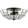 JONATHAN Y JYL9928A Theo 15.5″ 2-Light Farmhouse Rustic Iron/Glass LED Semi Flush Mount Modern Contemporary 2700K Cozy Warm Light Kitchen Hallway Bathroom Bedroom Foyer, Oil Rubbed Bronze/Clear