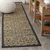 JONATHAN Y Vintage Filigree Indoor Outdoor Area Rug 5X8 Black/Khaki, Madrid Textured Weave for Backyard, Patio, Porch, Easy-Cleaning, High Traffic, Pet-Friendly, Non-Shedding (SMB107A-5)(Black/Khaki)