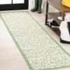 JONATHAN Y Vintage Filigree Indoor Outdoor Area Rug 5X8 Black/Khaki, Madrid Textured Weave for Backyard, Patio, Porch, Easy-Cleaning, High Traffic, Pet-Friendly, Non-Shedding (SMB107A-5)(Cream/Green)