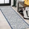 JONATHAN Y Vintage Filigree Indoor Outdoor Area Rug 5X8 Black/Khaki, Madrid Textured Weave for Backyard, Patio, Porch, Easy-Cleaning, High Traffic, Pet-Friendly, Non-Shedding (SMB107A-5)(Blue/Cream)