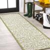 JONATHAN Y Vintage Filigree Indoor Outdoor Area Rug 5X8 Black/Khaki, Madrid Textured Weave for Backyard, Patio, Porch, Easy-Cleaning, High Traffic, Pet-Friendly, Non-Shedding (SMB107A-5)(Green/Cream)