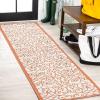 JONATHAN Y Vintage Filigree Indoor Outdoor Area Rug 5X8 Black/Khaki, Madrid Textured Weave for Backyard, Patio, Porch, Easy-Cleaning, High Traffic, Pet-Friendly, Non-Shedding (SMB107A-5)(Cream/Orange)