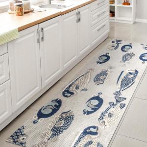 JONATHAN Y Fish High-Low Indoor Outdoor Area Rug 8X10 Navy/Orange/Cream, Algarve Modern for Backyard, Patio, Porch, Easy-Cleaning, High Traffic, Pet-Friendly, Non-Shedding (AMC114A-8)(Gray/Navy)