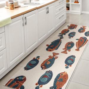 JONATHAN Y Fish High-Low Indoor Outdoor Area Rug 8X10 Navy/Orange/Cream, Algarve Modern for Backyard, Patio, Porch, Easy-Cleaning, High Traffic, Pet-Friendly, Non-Shedding (AMC114A-8)(Navy/Orange/Cream)