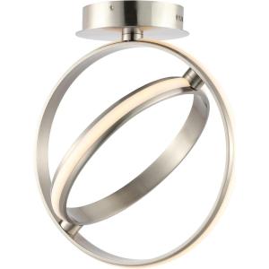 JONATHAN Y JYL1700A Modern Black Semi Flush Mount Ceiling Light, 14.25″ Dimmable Integrated LED Light Fixture, 2-Ring Close to Ceiling Lamp for Low Ceilings, Living Room, Bedroom, Kitchen, Entryway(Nickel)