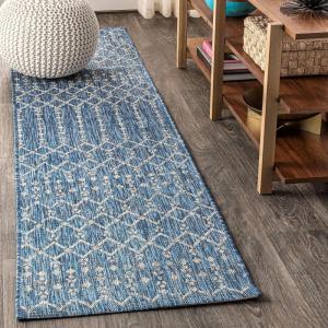 JONATHAN Y Moroccan Geometric Indoor Outdoor Area Rug 8X10 Light Gray/Navy, Ourika Textured Weave for Backyard, Patio, Porch, Easy-Cleaning, High Traffic, Pet-Friendly, Non-Shedding (SMB108A-8)(Navy/Light Gray)