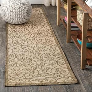 JONATHAN Y Vintage Filigree Indoor Outdoor Area Rug 5X8 Black/Khaki, Madrid Textured Weave for Backyard, Patio, Porch, Easy-Cleaning, High Traffic, Pet-Friendly, Non-Shedding (SMB107A-5)(Beige/Brown)