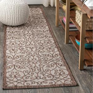 JONATHAN Y Vintage Filigree Indoor Outdoor Area Rug 5X8 Black/Khaki, Madrid Textured Weave for Backyard, Patio, Porch, Easy-Cleaning, High Traffic, Pet-Friendly, Non-Shedding (SMB107A-5)(Taupe/Espresso)