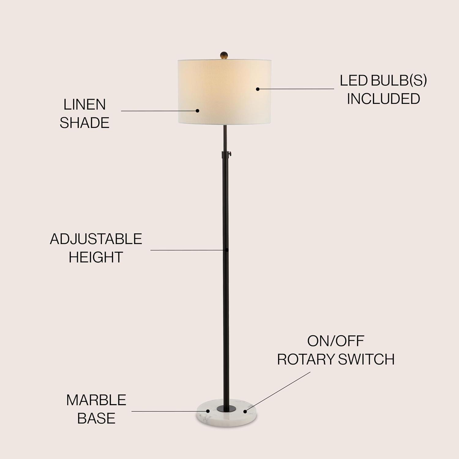 image:imageJONATHAN Y JYL3022B June 65 Adjustable MetalMarble LED Floor Lamp ModernContemporaryGlam for Bedrooms Living Room Office Reading 1 Light Oil Rubbed BronzeOilRubbed Bronze