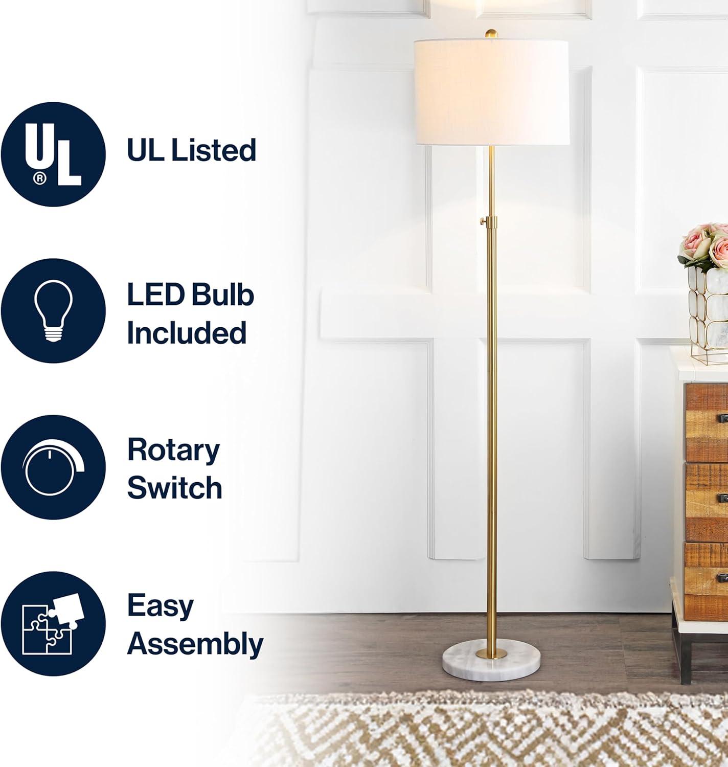 image:imageJONATHAN Y JYL3022B June 65 Adjustable MetalMarble LED Floor Lamp ModernContemporaryGlam for Bedrooms Living Room Office Reading 1 Light Oil Rubbed BronzeBrass GoldWhite