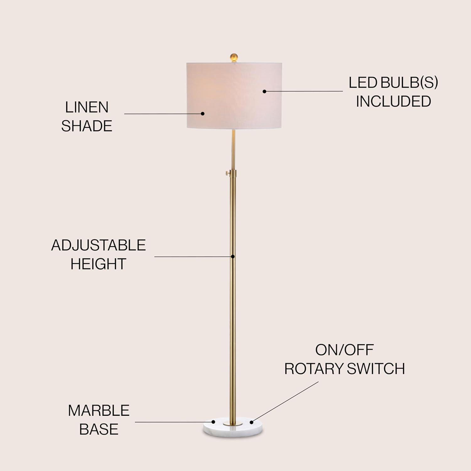 image:imageJONATHAN Y JYL3022B June 65 Adjustable MetalMarble LED Floor Lamp ModernContemporaryGlam for Bedrooms Living Room Office Reading 1 Light Oil Rubbed BronzeBrass GoldWhite