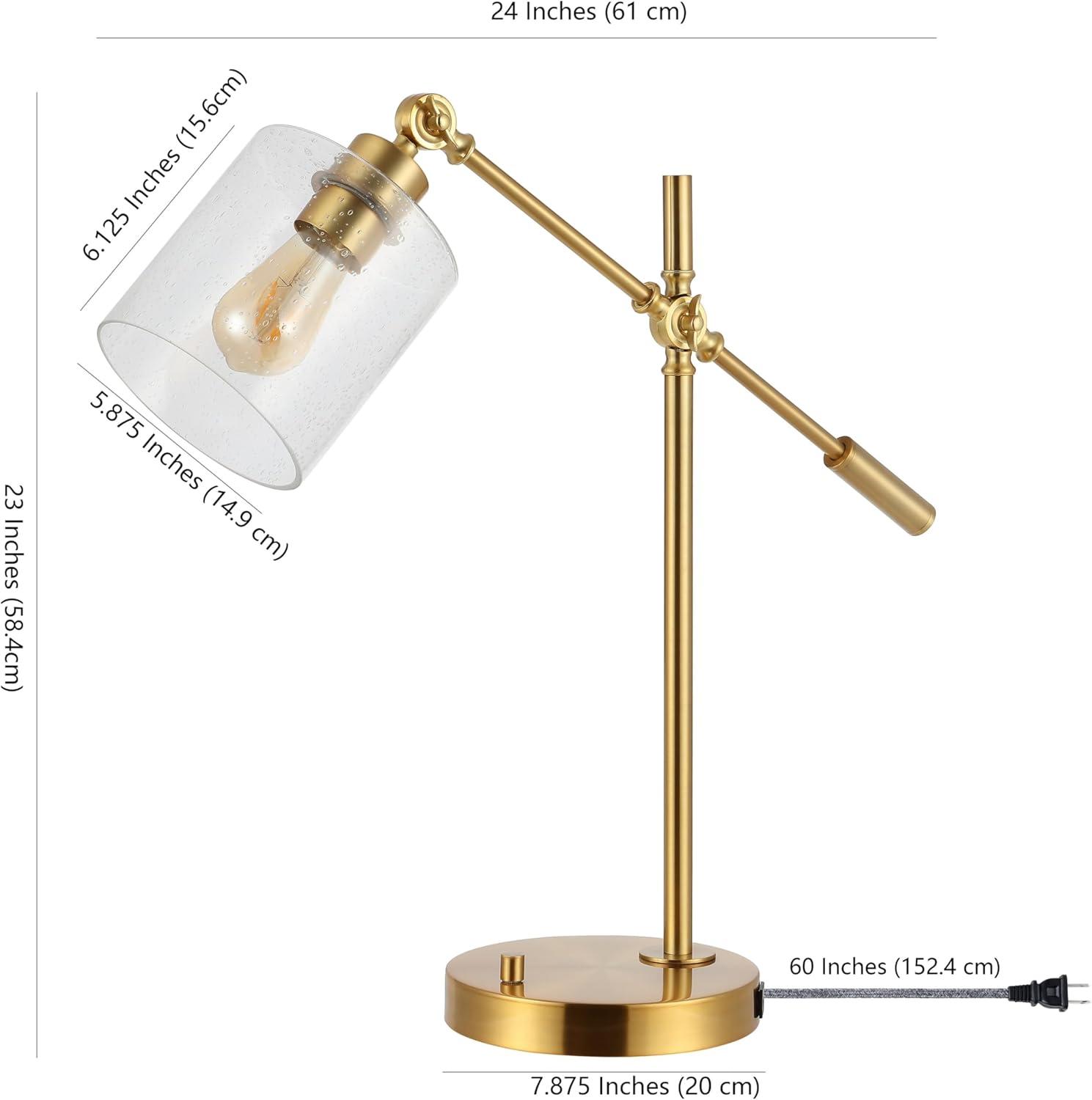 image:imageJONATHAN Y JYL3082A Kathryn Classic 23 IronSeeded Glass Adjustable Head Modern USB Charging LED Task Lamp Brass Gold Bedroom Living Room1 Bulb
