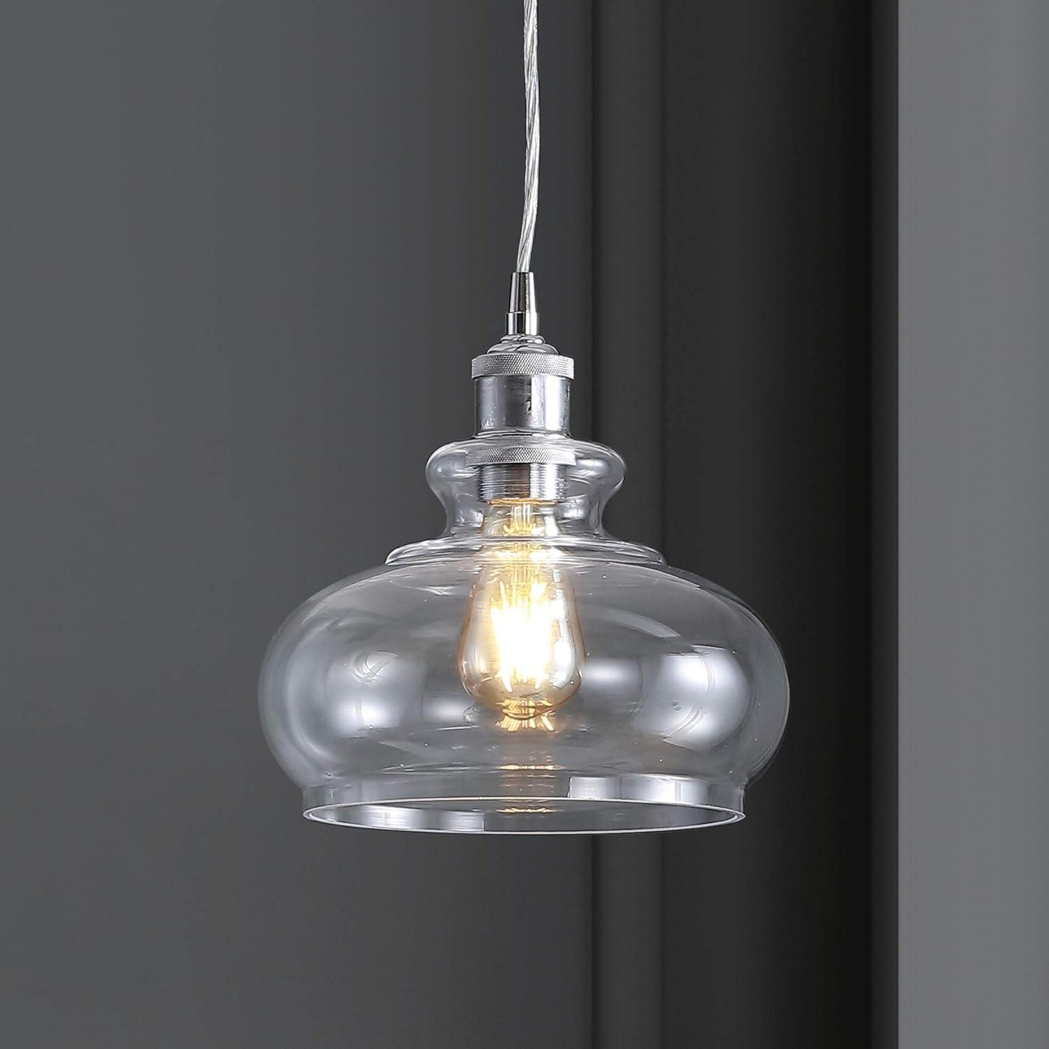 image:imageJONATHAN Y JYL3515A Wyatt 95 Pharmacy MetalGlass LED Pendant Farmhouse Contemporary Transitional Dimmable Adjustable Dining Room Living Room Kitchen Foyer Bedroom Hallway Brass GoldChrome