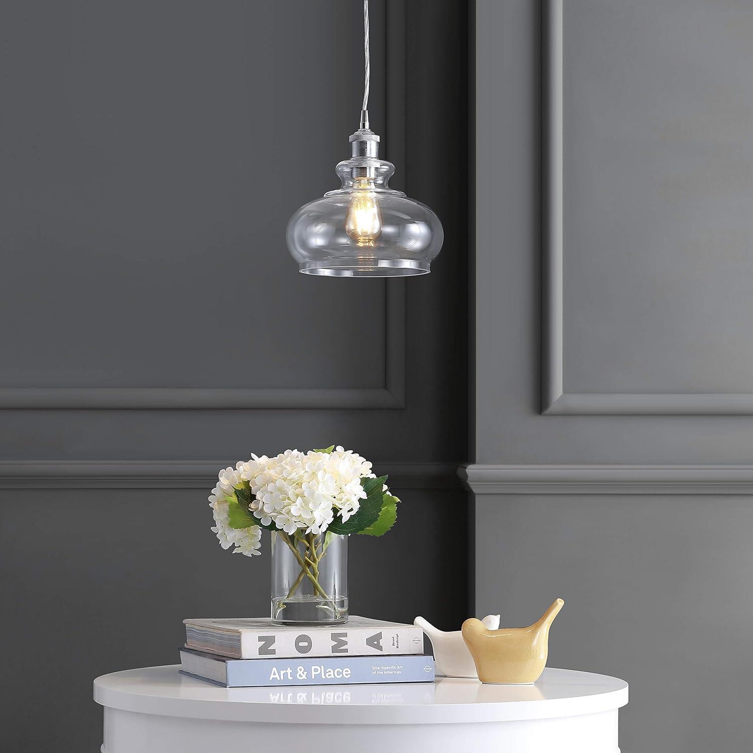 image:imageJONATHAN Y JYL3515A Wyatt 95 Pharmacy MetalGlass LED Pendant Farmhouse Contemporary Transitional Dimmable Adjustable Dining Room Living Room Kitchen Foyer Bedroom Hallway Brass GoldChrome