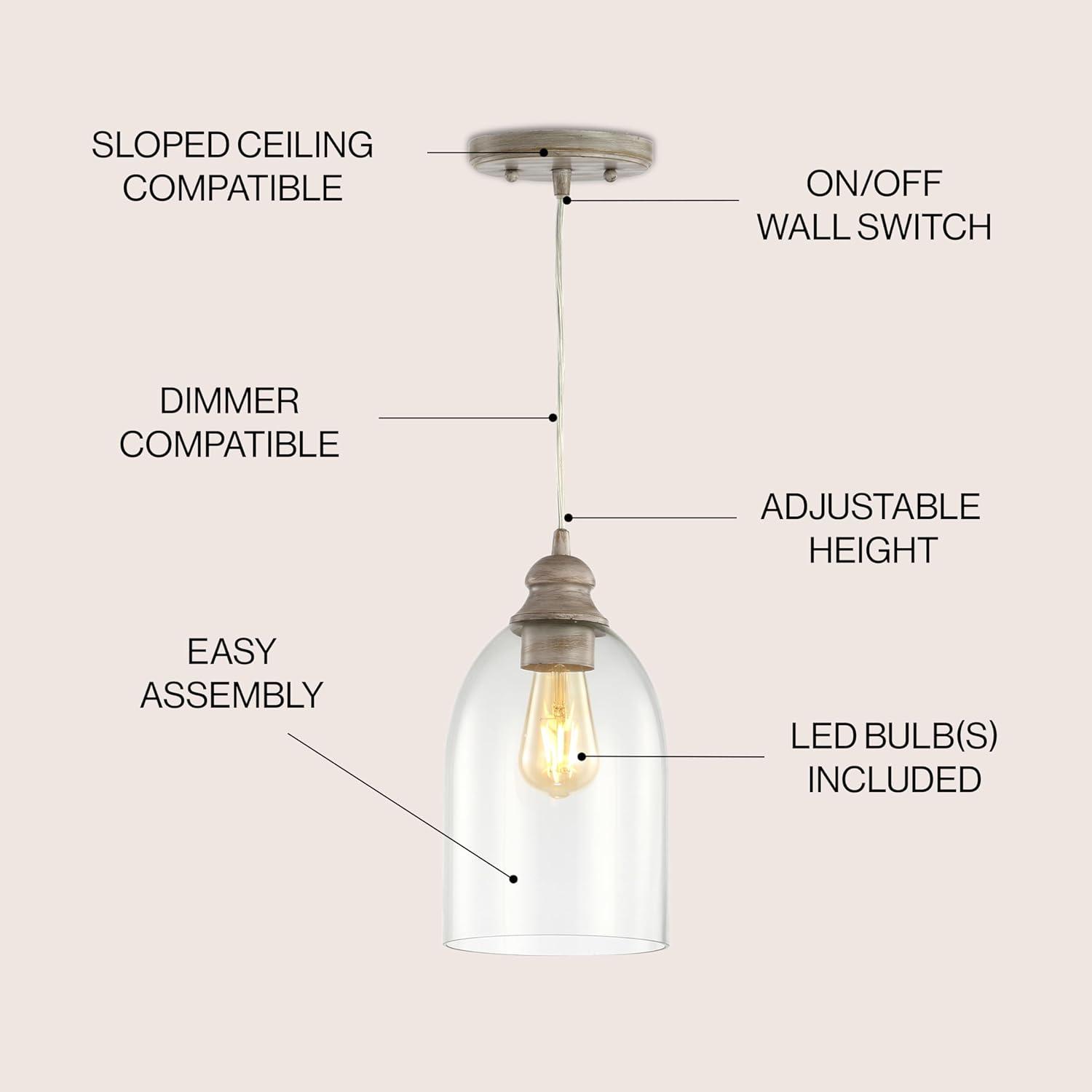 image:imageJONATHAN Y JYL3523A Fontaine 625 Adjustable Farmhouse Greige Glass LED Pendant Rustic Modern Industrial Dimmable Dining Room Living Room Kitchen Foyer Bedroom Hallway