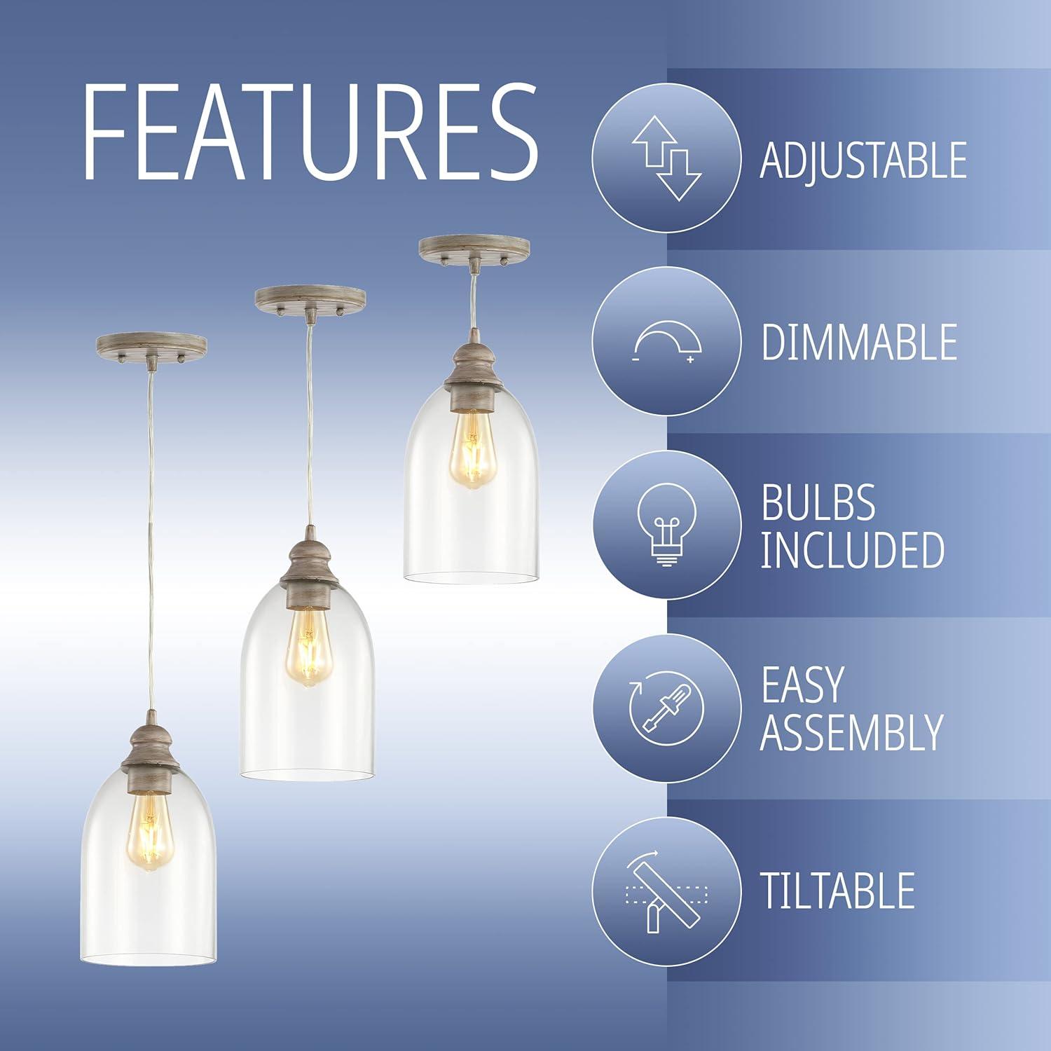 image:imageJONATHAN Y JYL3523A Fontaine 625 Adjustable Farmhouse Greige Glass LED Pendant Rustic Modern Industrial Dimmable Dining Room Living Room Kitchen Foyer Bedroom Hallway