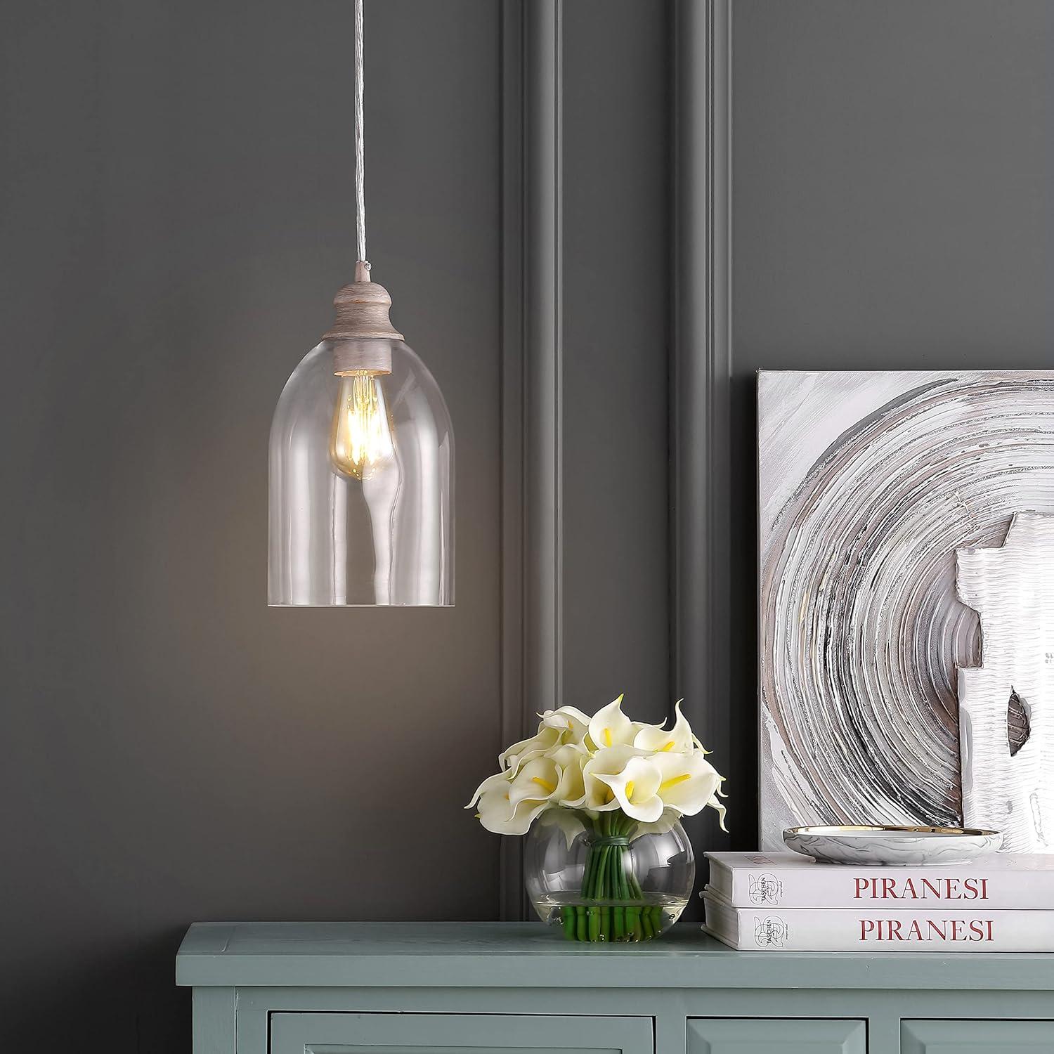 image:imageJONATHAN Y JYL3523A Fontaine 625 Adjustable Farmhouse Greige Glass LED Pendant Rustic Modern Industrial Dimmable Dining Room Living Room Kitchen Foyer Bedroom Hallway