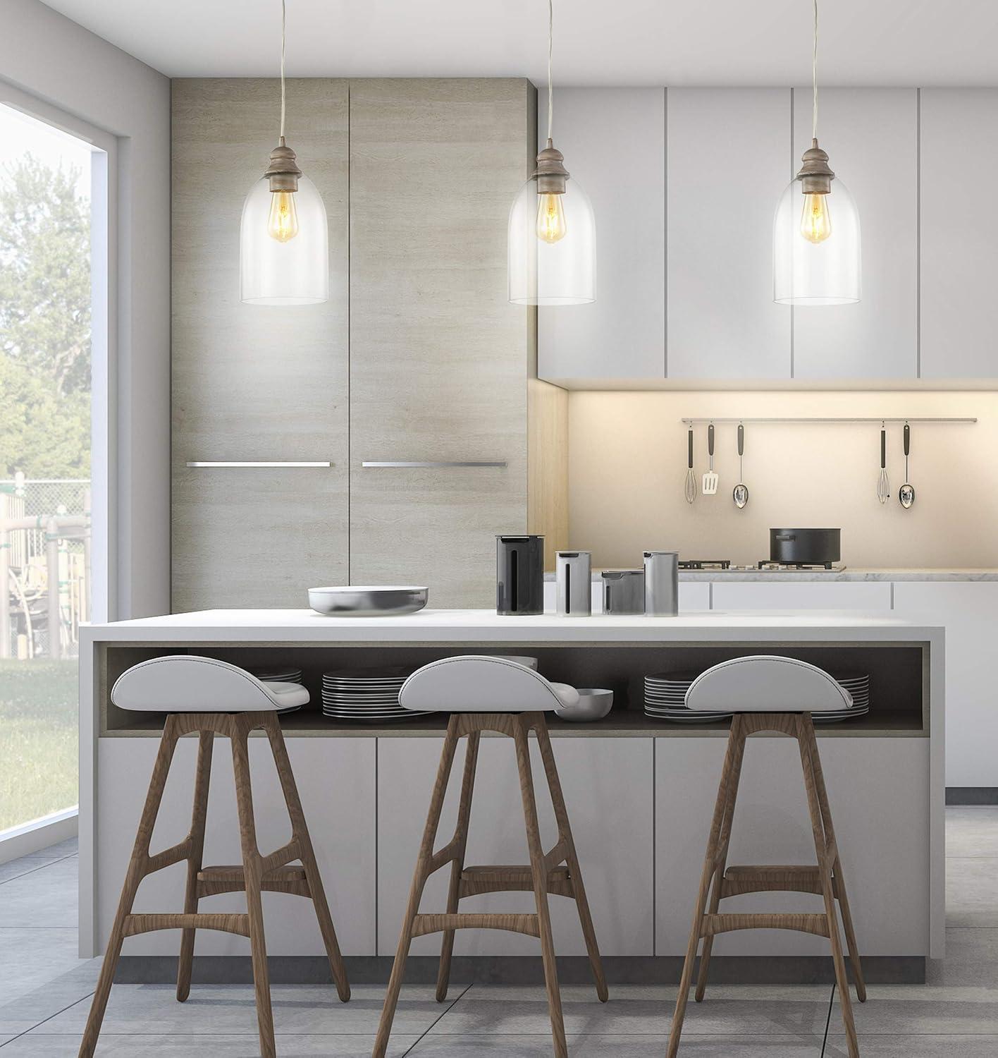 image:imageJONATHAN Y JYL3523A Fontaine 625 Adjustable Farmhouse Greige Glass LED Pendant Rustic Modern Industrial Dimmable Dining Room Living Room Kitchen Foyer Bedroom Hallway