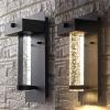 JONATHAN Y JYL2405A Horizone 5.5″ 1-Light Minimalist Industrial Farmhouse Modern Traditional Iron/Glass Seeded Glass with Dusk-to-Dawn Sensor Integrated LED Outdoor Sconce, Black