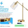 JONATHAN Y JYL3082A Kathryn Classic 23″ Iron,Seeded Glass Adjustable Head Modern USB Charging LED Task Lamp Brass Gold Bedroom Living Room,1 Bulb